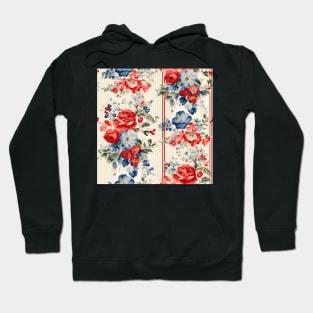 Red White and Blue Patriotic Shabby Floral Hoodie